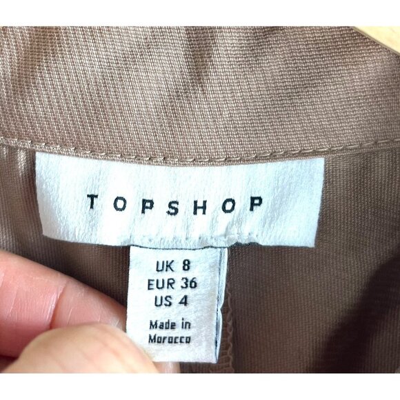 Topshop Utility Zip Jumpsuit Stone retro relaxed 90s hipster street wear sz 4 - Picture 10 of 10